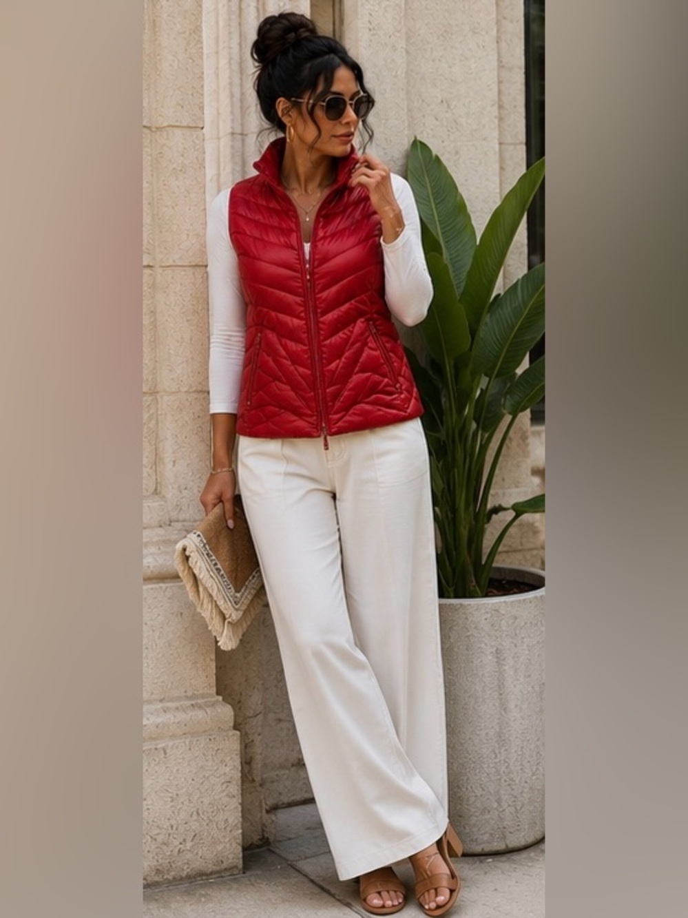 Talbots Red Quilted Puffer Vest